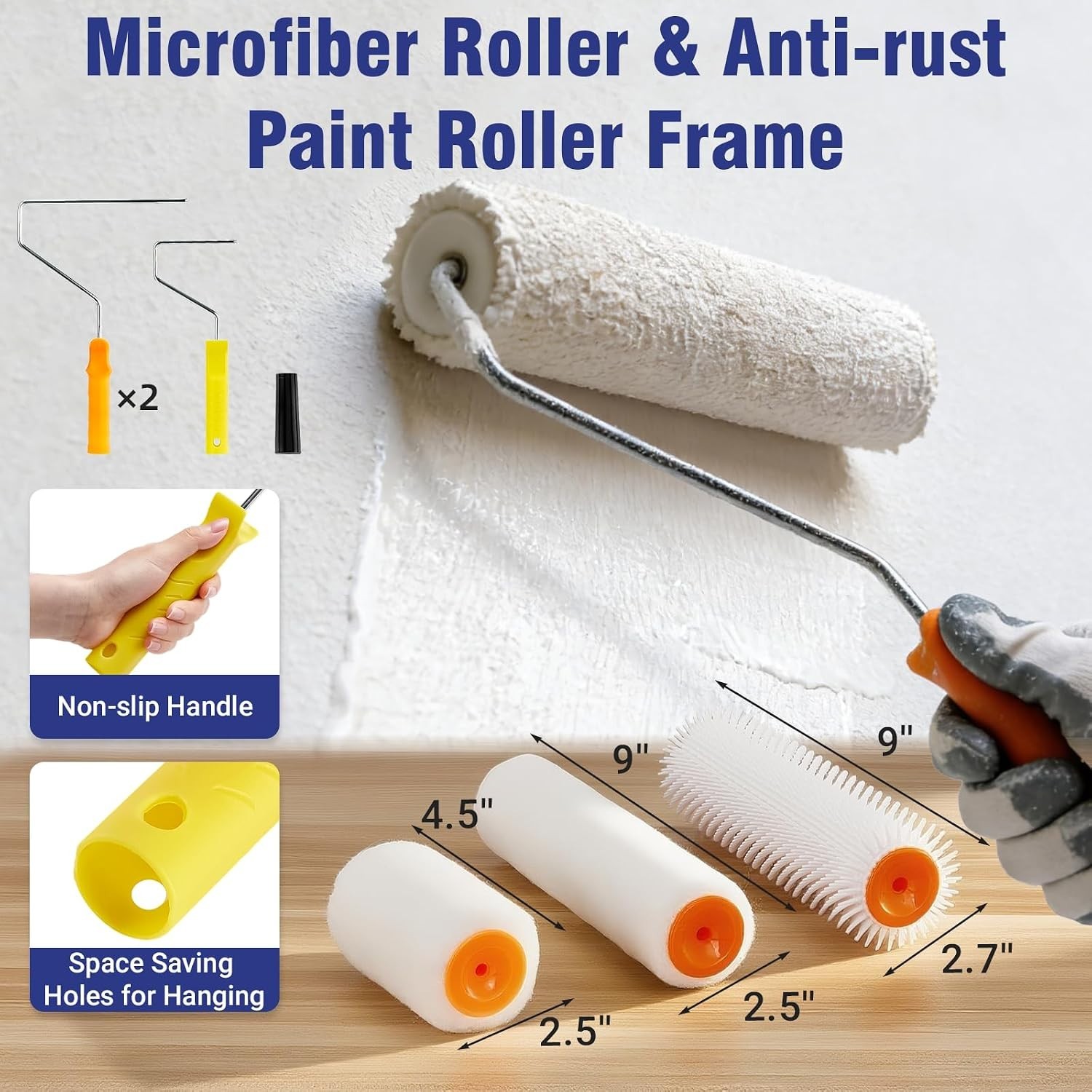 Self Leveling Concrete Tools, Stainless Steel Epoxy Squeegee, Spiked Roller for