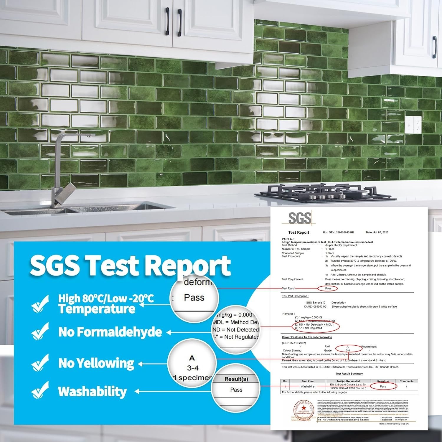 Transform Your Kitchen with Jade Green 10-Sheet Peel and Stick Tiles – 12″x12″