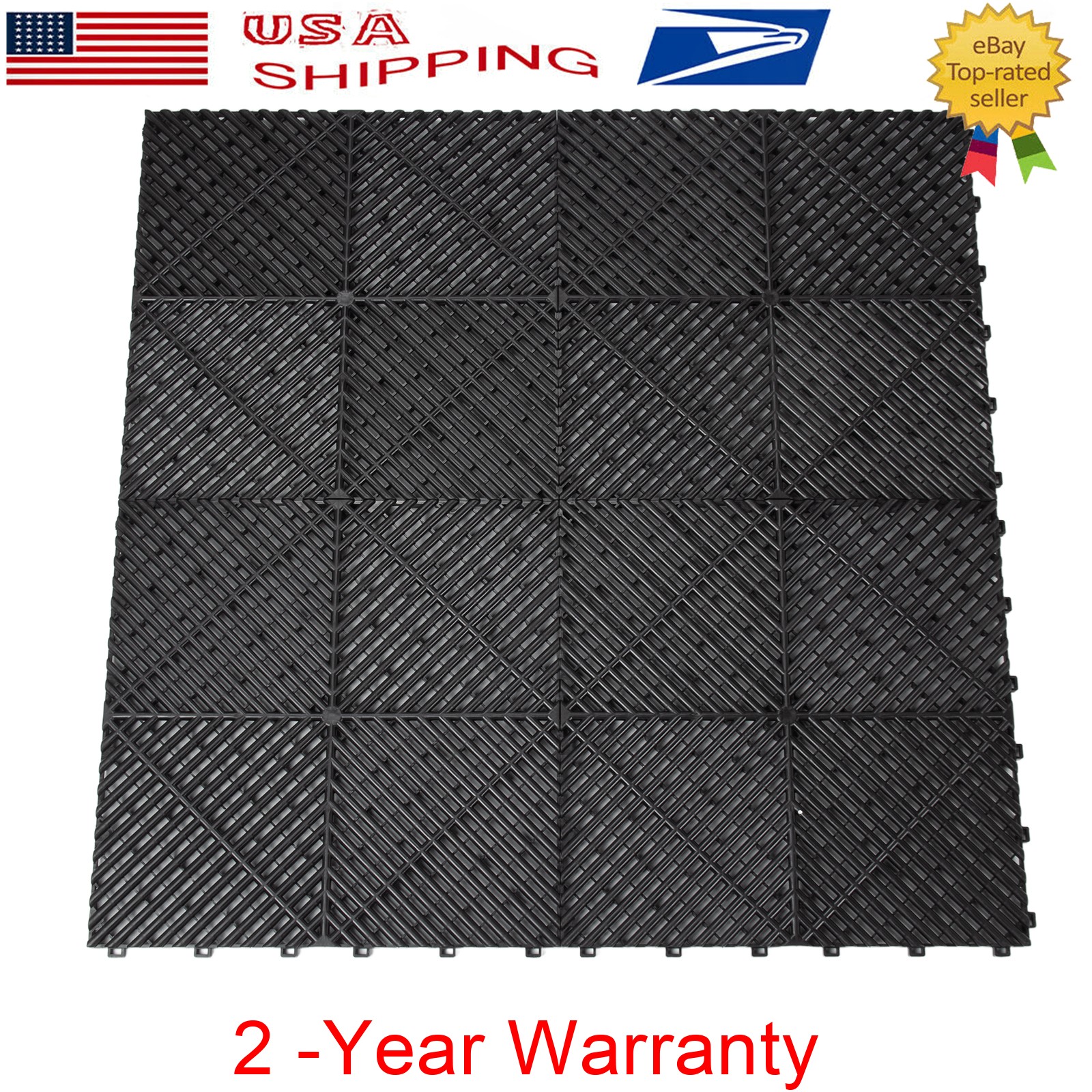 50Pcs Garage Floor Tiles Interlocking PVC 15.75”x15.75” Vented Water Drainage