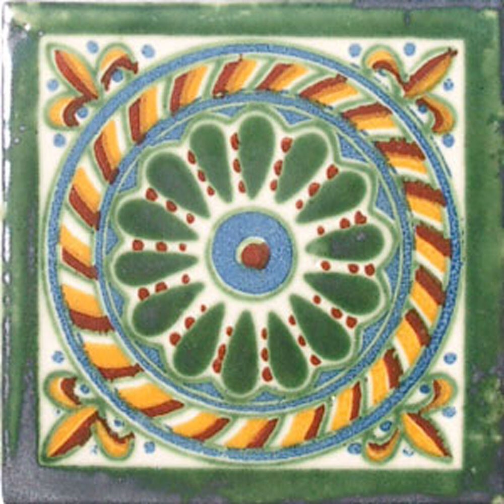 C#051) MEXICAN TILES CERAMIC HAND MADE SPANISH INFLUENCE TALAVERA MOSAIC ART
