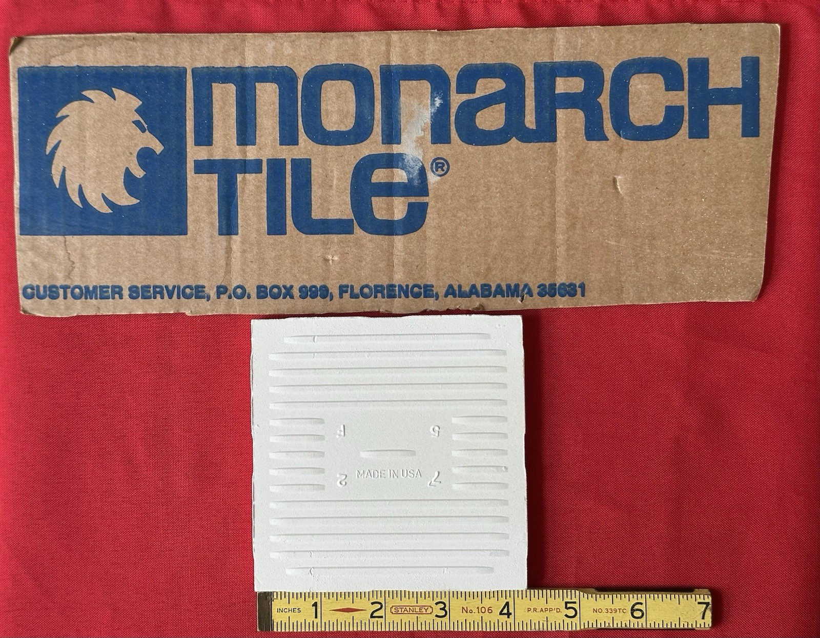 1 pc. Bright White 4-1/4″ Crystal Glazed Ceramic Tile by Monarch Tile Co. NEW