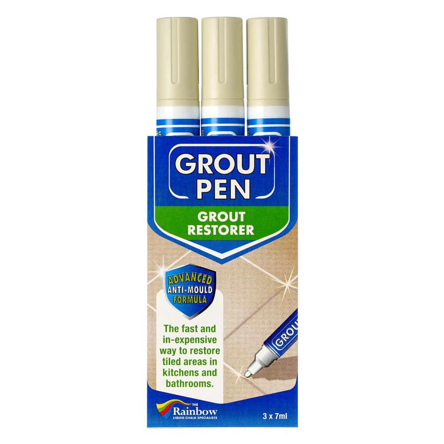 Grout Pen Ivory Tile Grout Paint: Waterproof, Narrow 5mm Tip (7mL) – 3 Pack