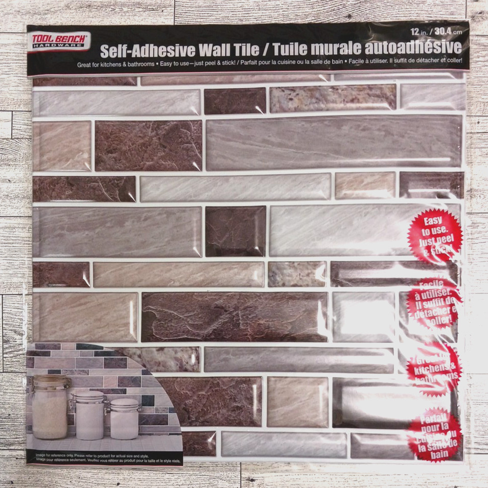 Wall Tile Gray & multi-color granite pattern. 10 piece plastic self adhesive 12″