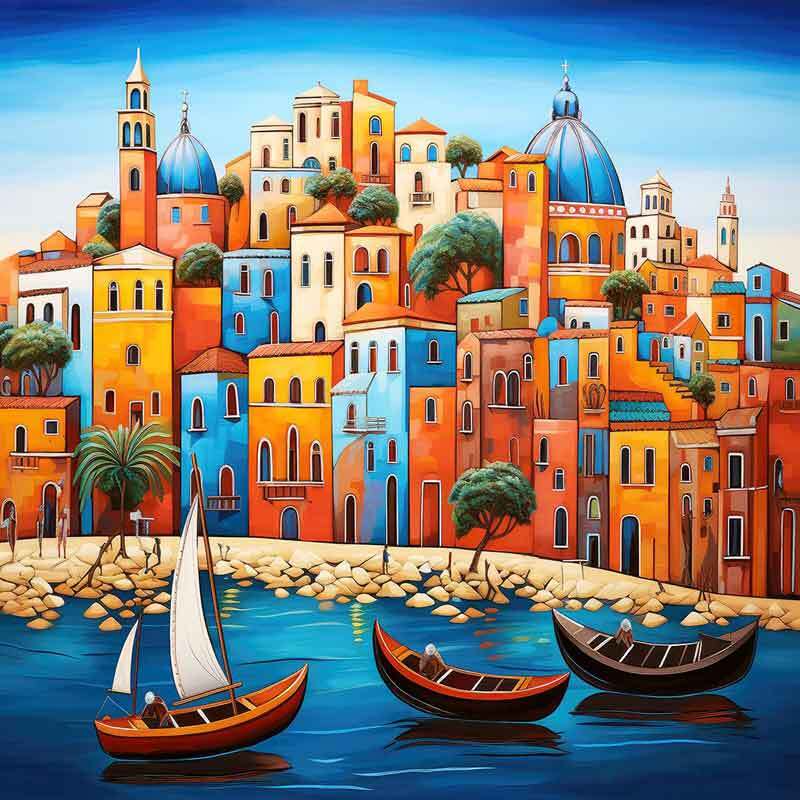Mediterranean Accent & Decor Tile Ray Powers Backsplash Village Art OB-RPA623aAT