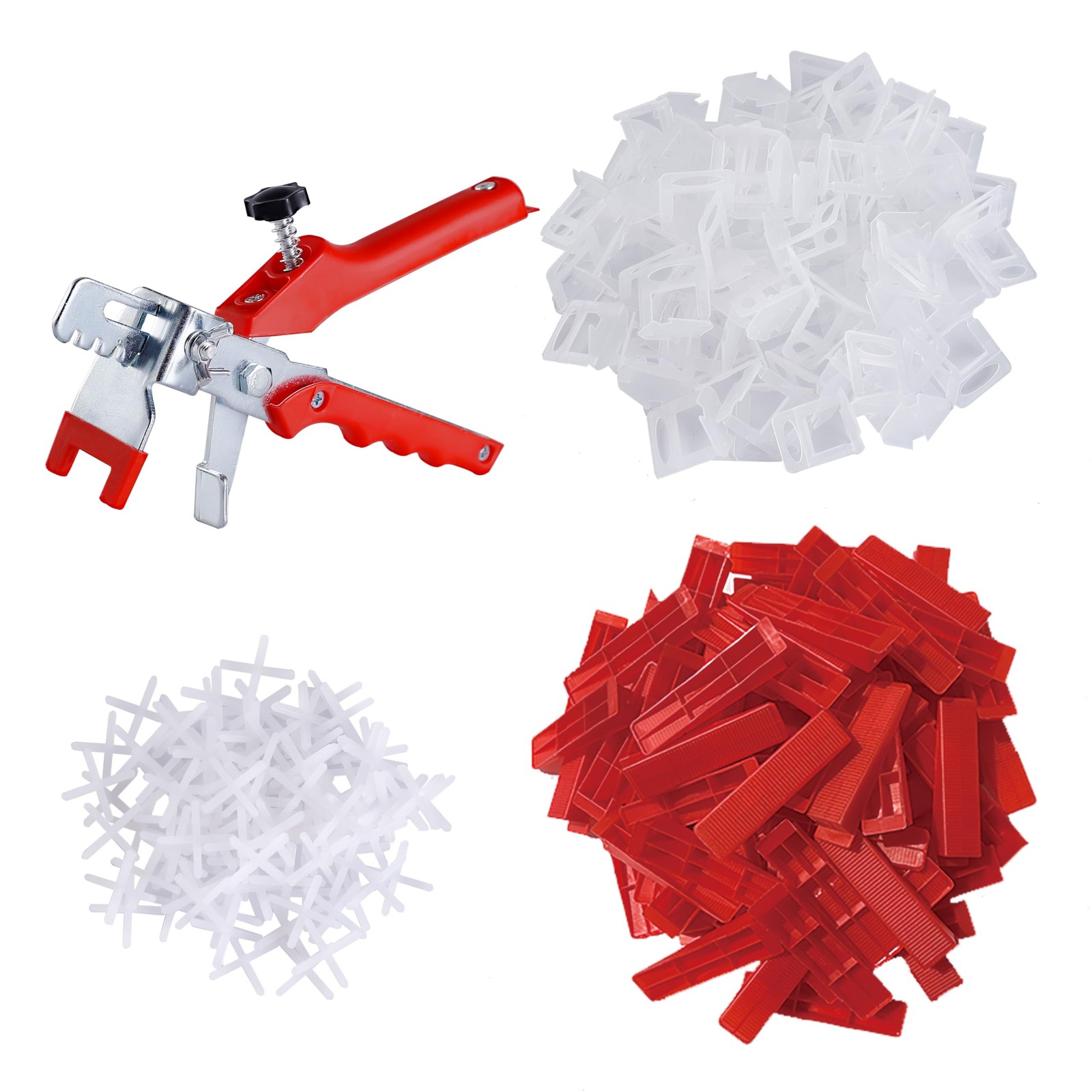Tile Leveling System-500 pcs 1/16inch Spacers + 150 1/16 inch, Red