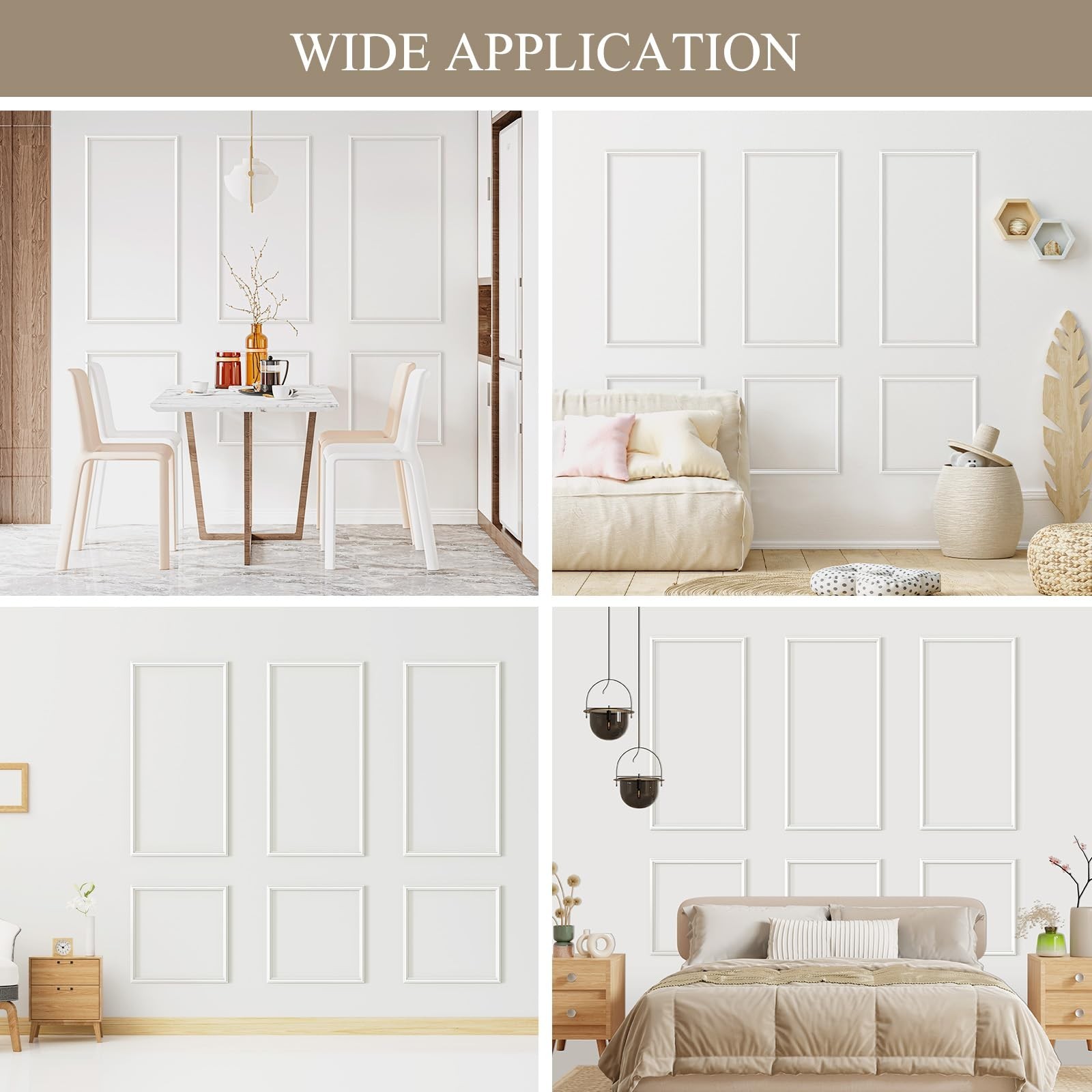 Peel and Stick Wall Molding Kit – 3 Sets Wainscoting Panels for Interior Decor