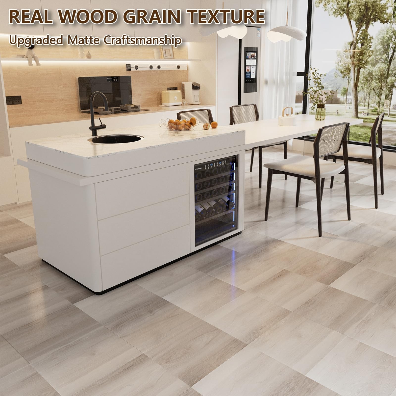 Peel and Stick Floor Tile, 20-Pack 12 x 12 inch Vinyl Flooring, Real Wood Loo…