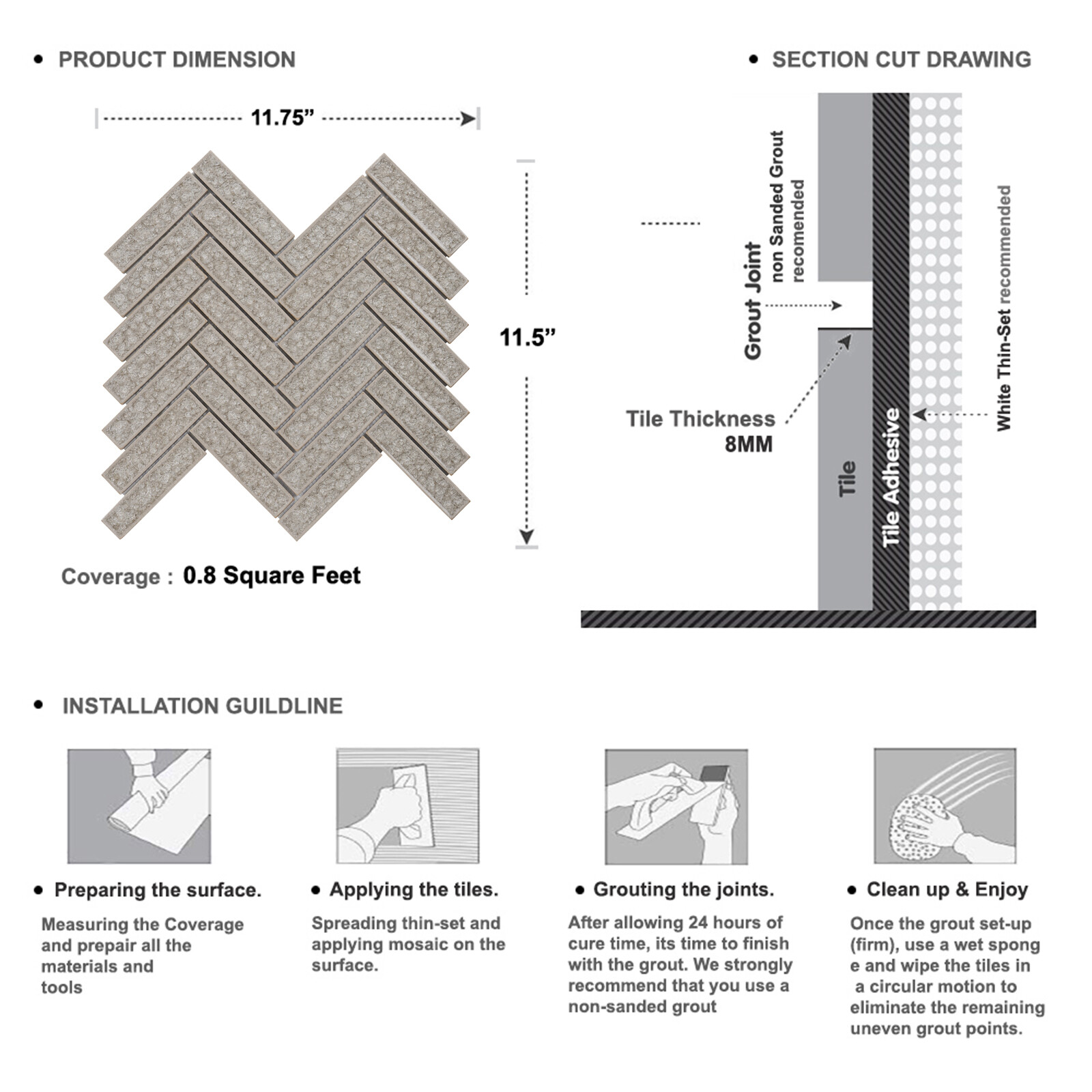 Tan Sand Crackle Glass Herringbone Mosaic Tile Kitchen Bathroom Wall Backsplash