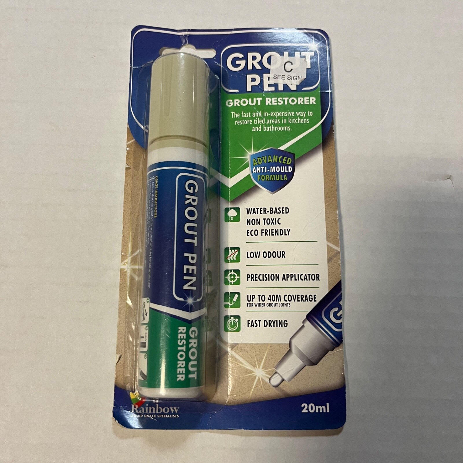 Grout Pen Ivory Tile Paint Marker: Waterproof Tile Grout Pen Wide Tip 15 mm NEW