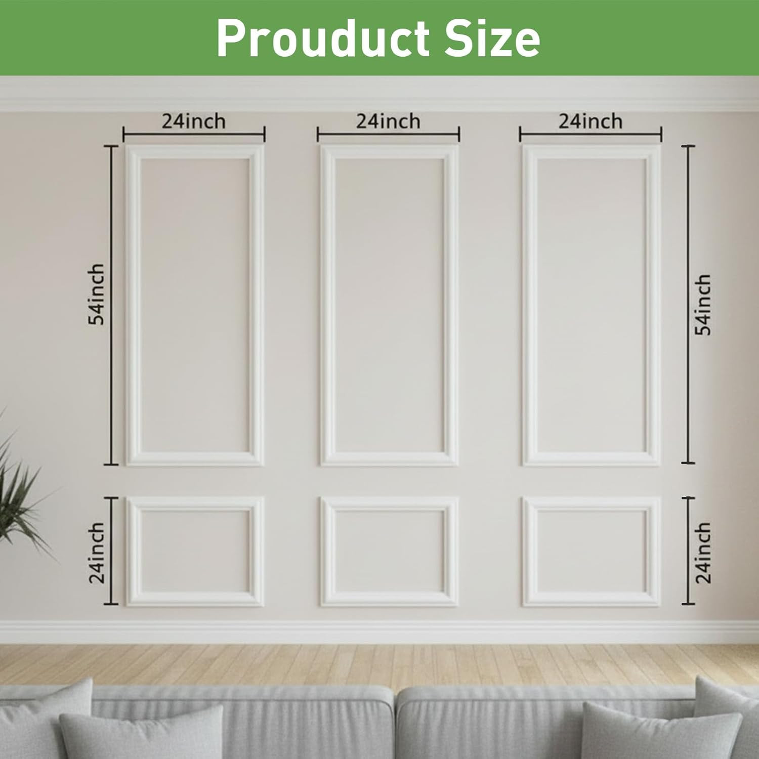 Peel and Stick Wainscoting Panels – Pre-Cut Wall Molding Kit, 3 Set 54×24 In