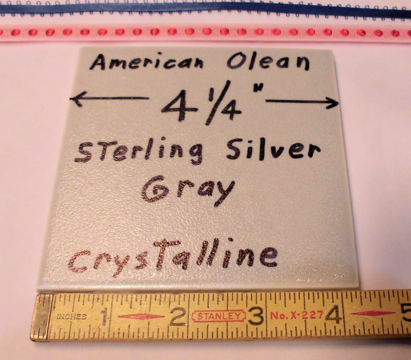 1 pc. Gray – Sterling Silver: Ceramic Tile *Crystalline* American Olean 4-1/4″