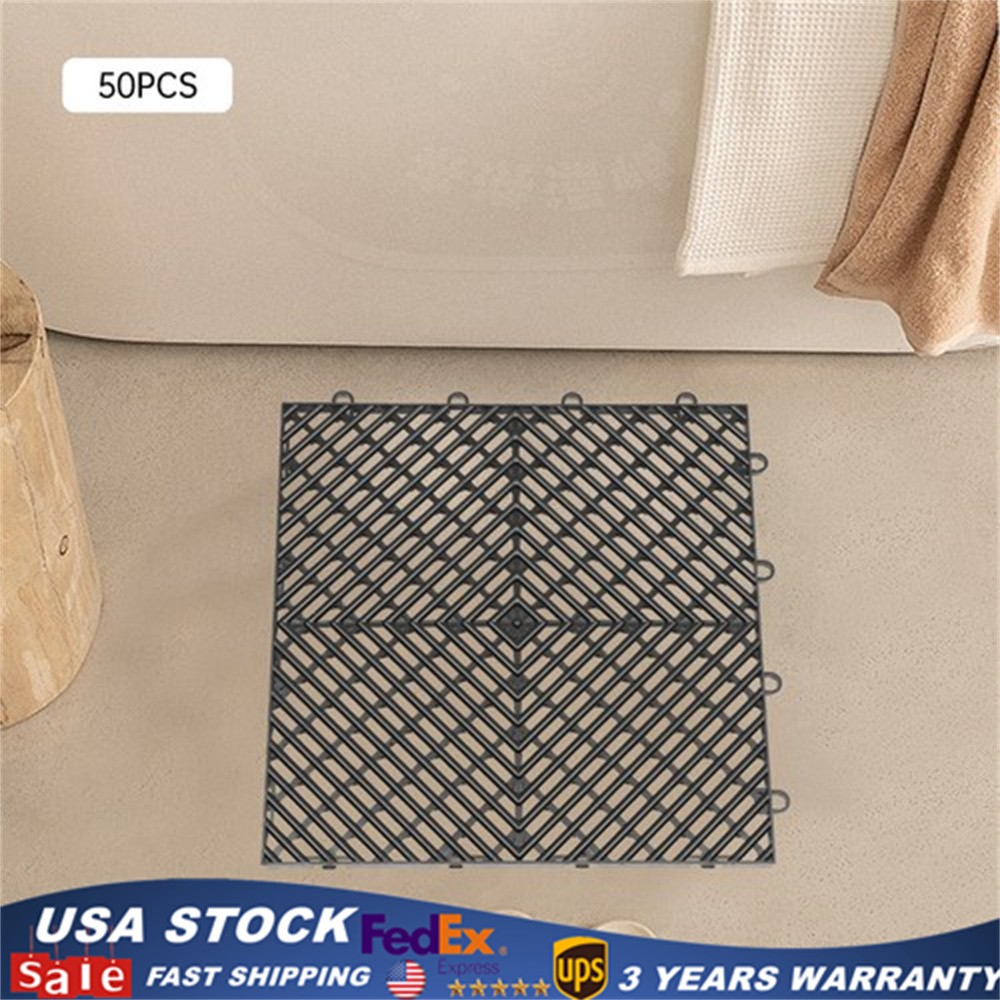 12×12″ Interlocking Garage Floor Tiles 55 PCS Deck Tile Snow Water Drainage