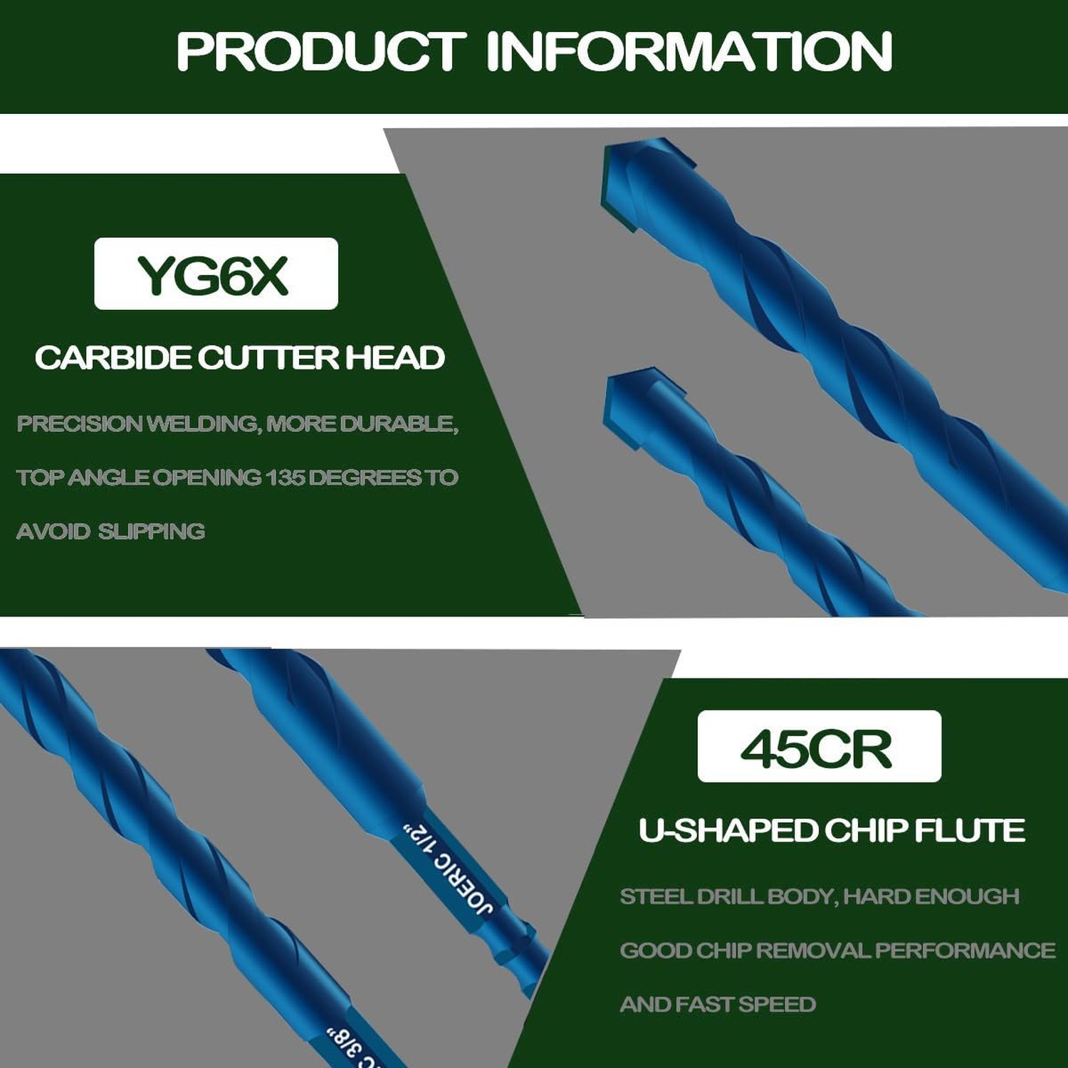 10 Pieces Blue 8MM Ceramic Tile Drill Bit, JOERIC 5/16 inch Masonry Drill Bit…