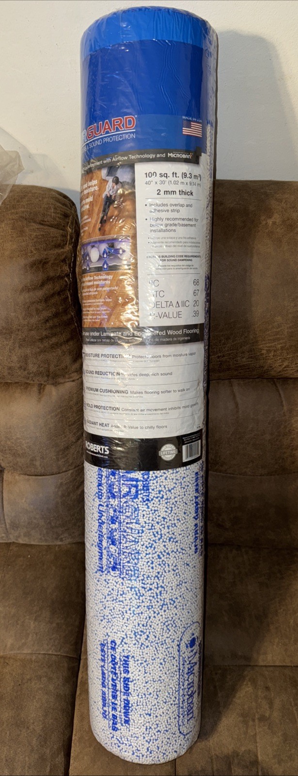 AirGuard 100 Sq. Ft. Underlayment With Microban Laminate Engineered Wood Floors