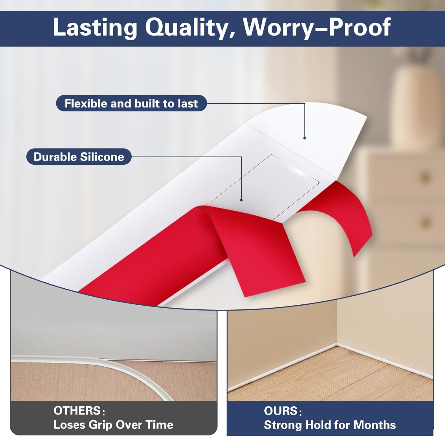 40 FT Flexible Quarter Round Molding Trim, Self-Adhesive PVC for Edges