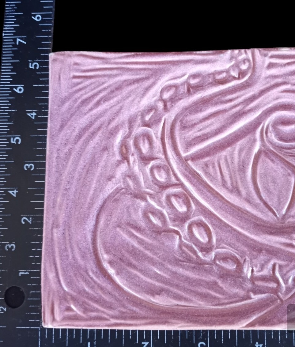 Artistic Octopus Ceramic Tile 10″×5″ Pink Relief Pattern Nautical