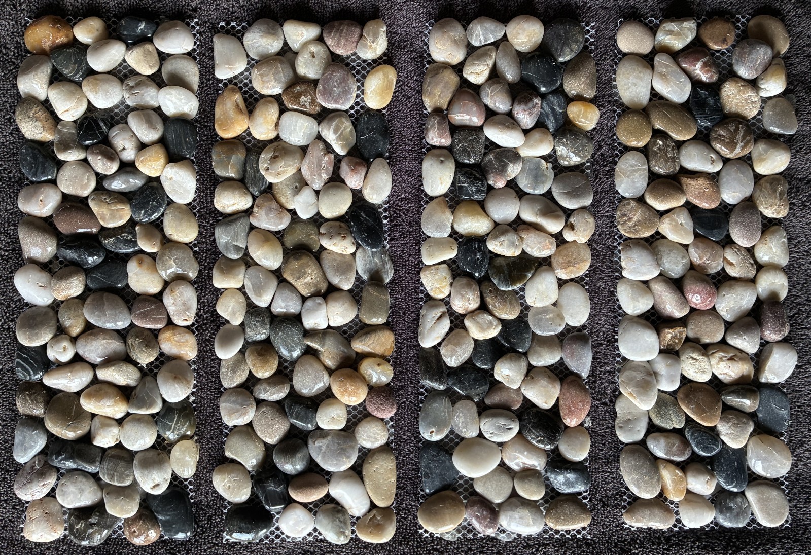 4 Strips Multi-color Natural Pebble Tiles for Shower Floor, Kitchen Backsplash