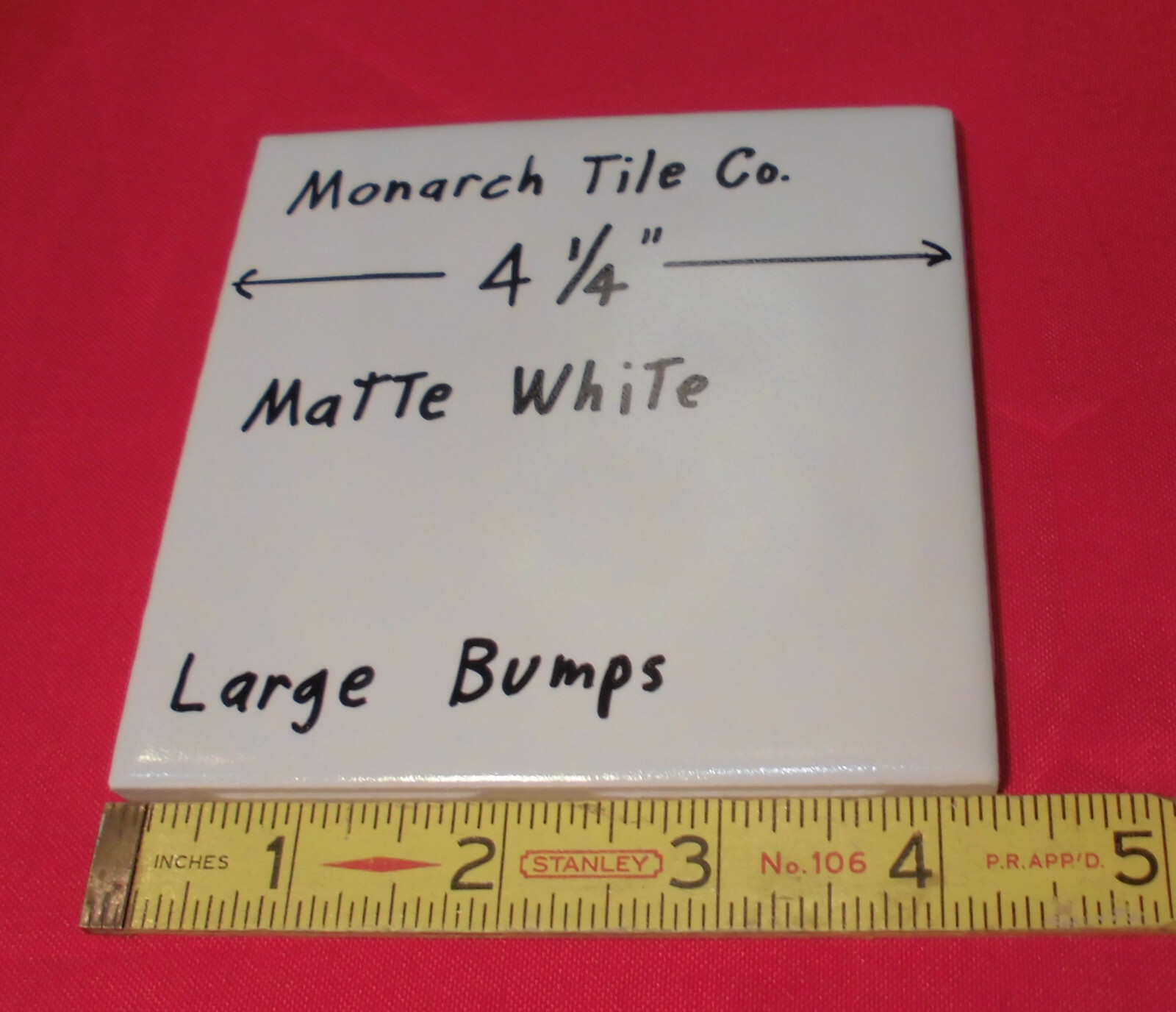 1 pc. Bumpy White Matte Ceramic Tile 4-1/4″ Large Thumb-Like Bumps; by Monarch