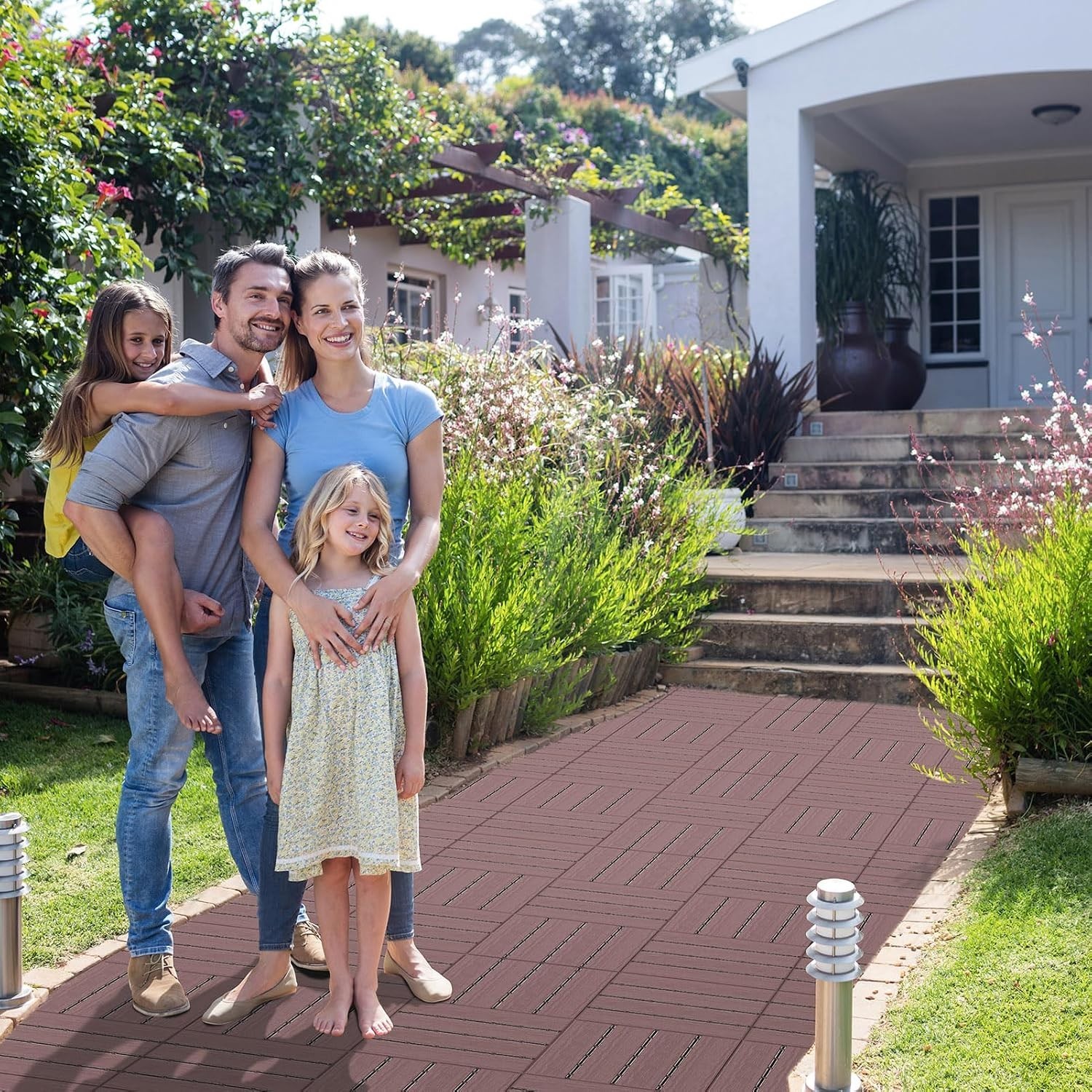 Customizable 12×12 Plastic Deck Tiles – All-Weather, Easy Install & Maintenance
