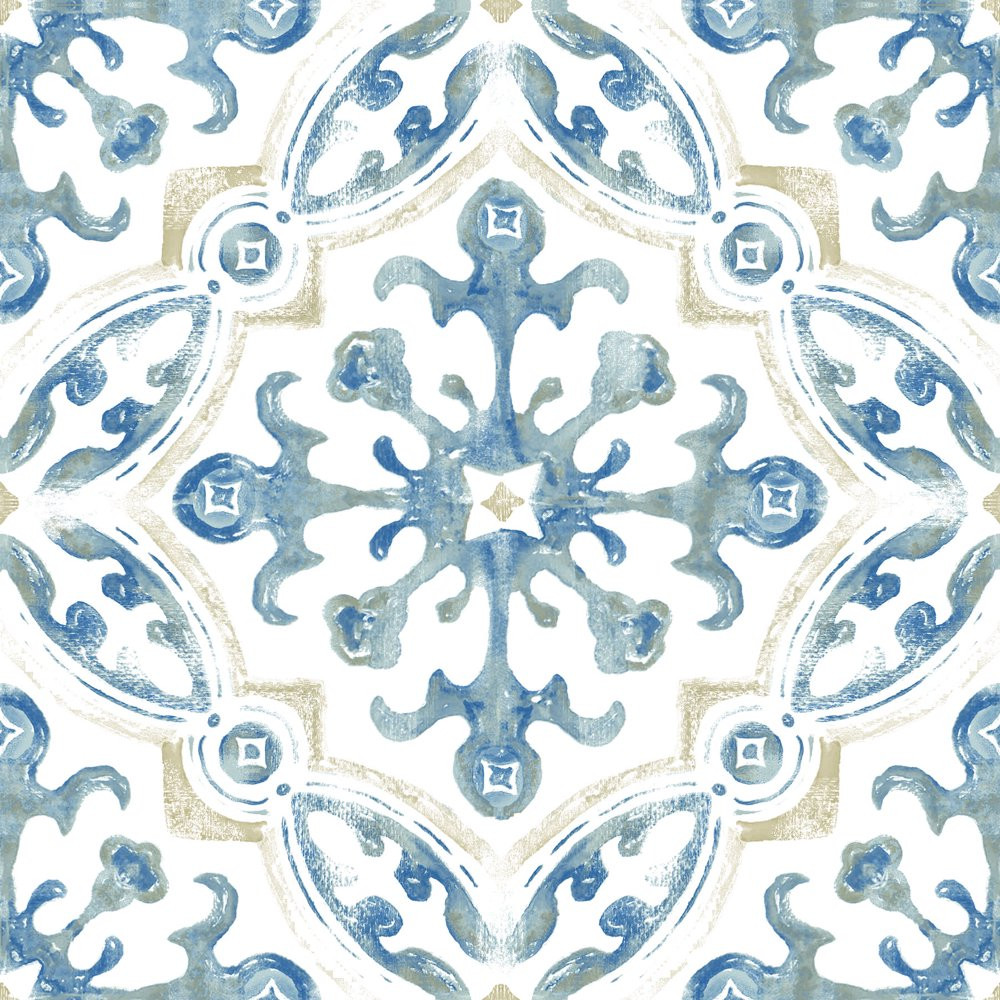 *NEW* Vinyl Blue Tuscan Peel & Stick Floor Tiles, Water-Resistant & washable