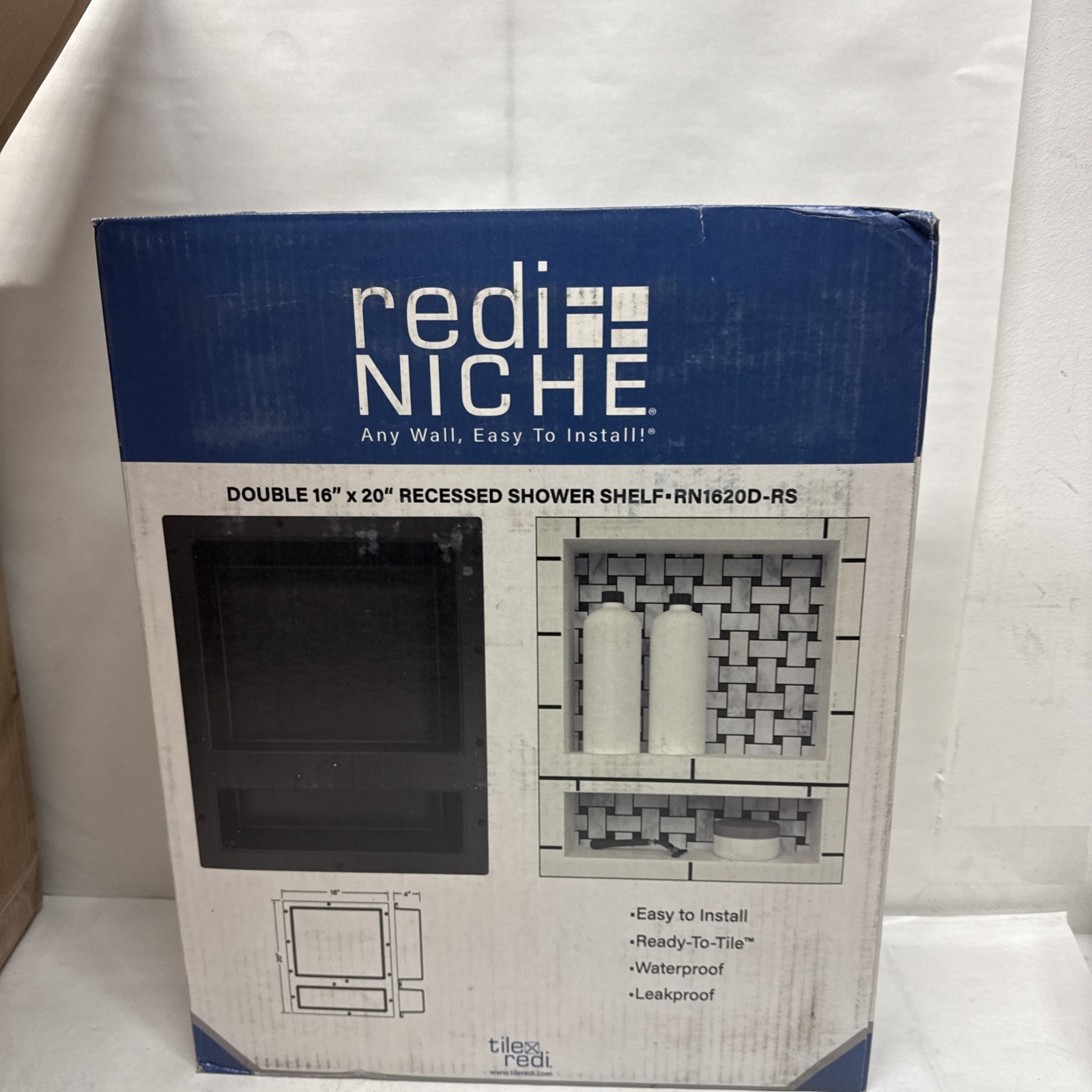 Redi Niche 16″W x 14″H Single Shelf Shower Niche