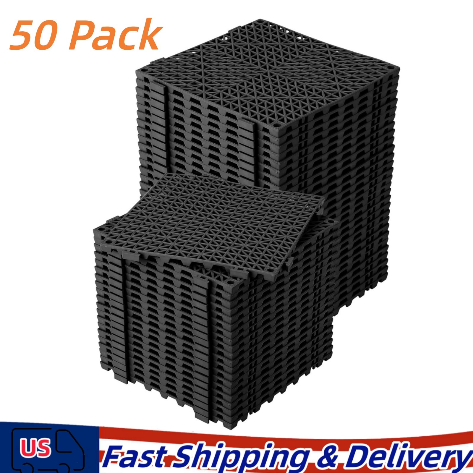 New Interlocking Garage Floor Tiles 50 PCS Deck 12″x12″ Snow Water Drainage