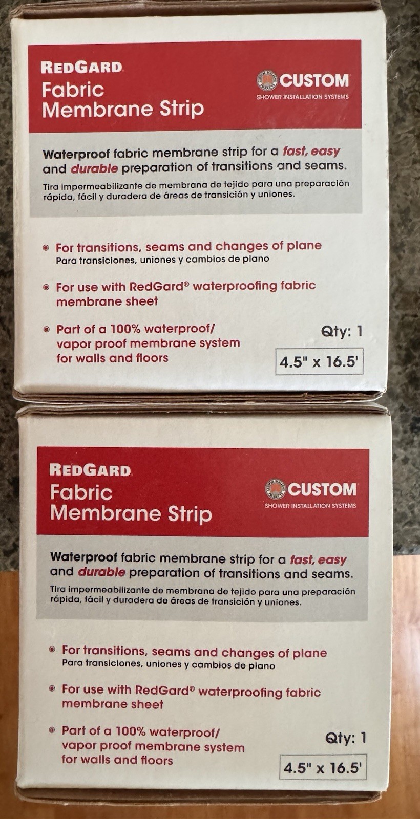 RedGard Fabric Membrane Strip 4.5″ x 16.5′. (2 Brand New Boxes)
