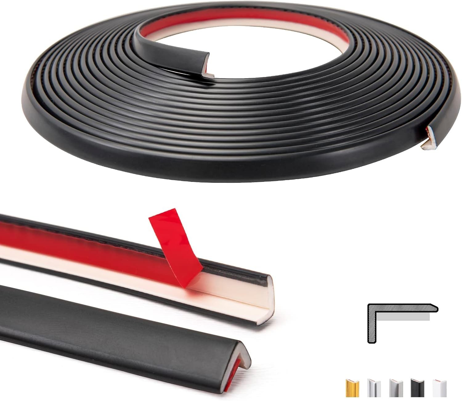 20ft Outside Vinyl Corner Trim Peel and Stick for Tile and Wall Edges, Furnit…