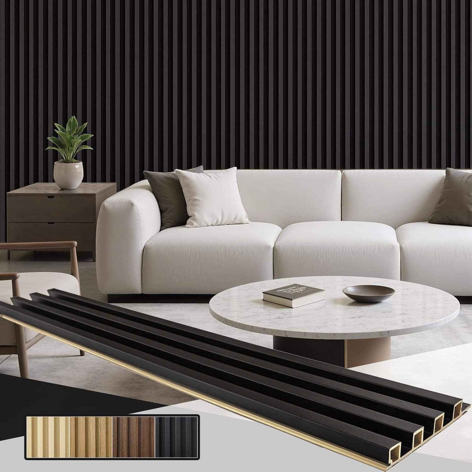 WPC Slat Wall Paneling, 8-Pack Water – Proof 3D Wall Panels, Accent Slat Wall Pa