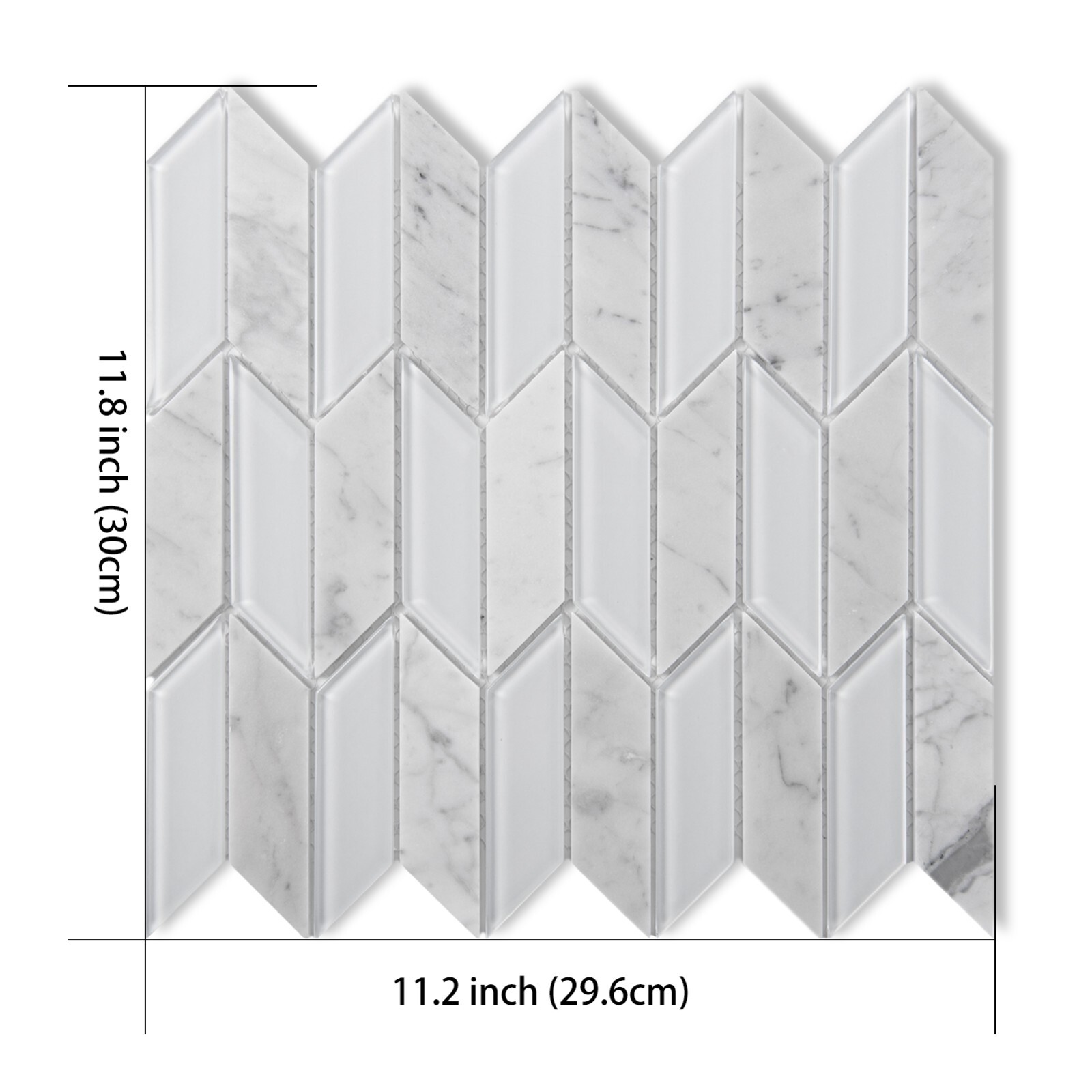 Art3d 11.8”x11.2” Herringbone Mosaic Wall Tile,Decorative Glass Tile,Pack of 5