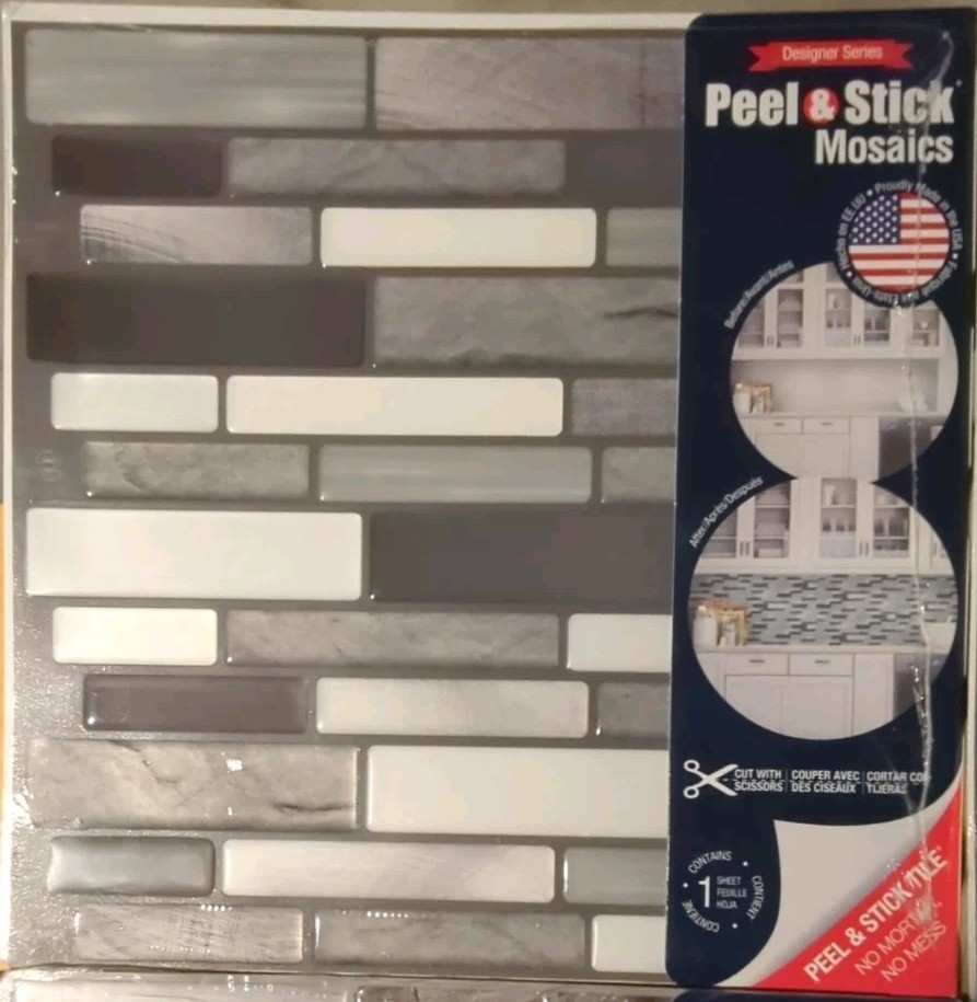 Peel & Stick Mosaics Wall Tiles Black/White/Grey/Copper #1916416, 677547, 633482