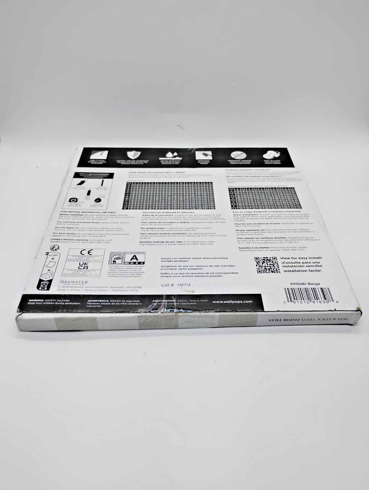FloorPops x Chris Loves Julia Bonneville Beige Peel & Stick Floor Tiles 10 Pack