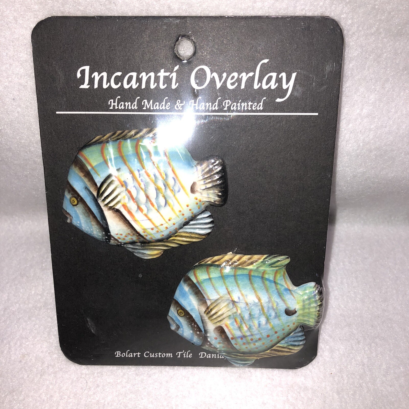 Bolart Custom Tile Tropical Fish Hand Made Hand Painted Set Of 6 Incanti Overlay