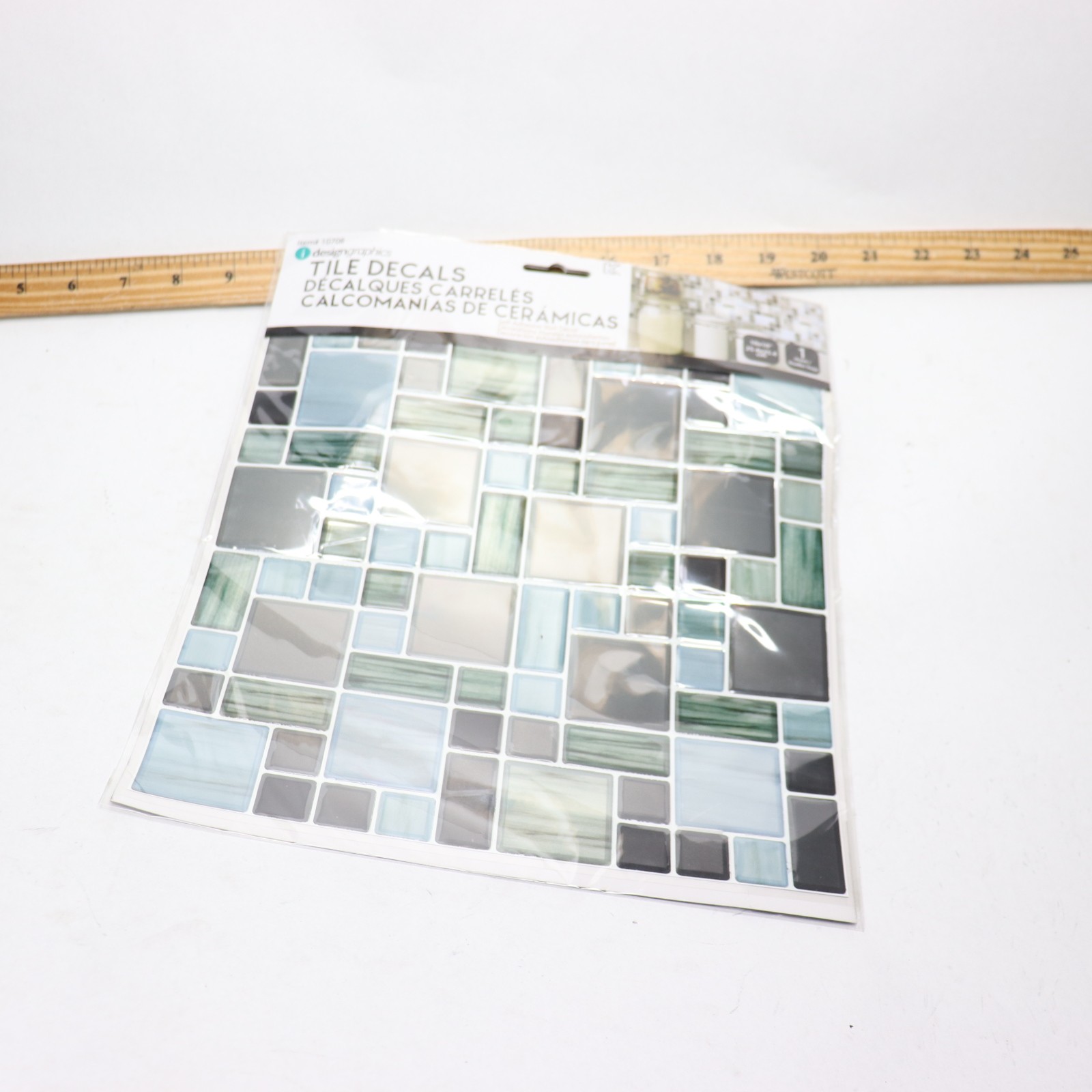 iDesign Tile Wall Decals Peel and Stick Self-Adhesive Square Gloss 10″ x 10″