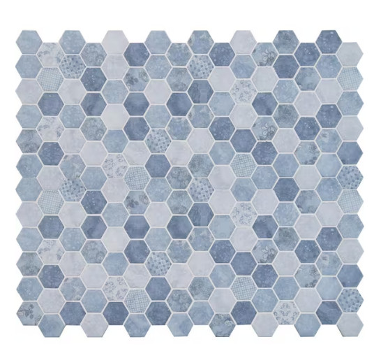 MSI Vista Azul Hexagon 11 in. x 13 in. x 6 mm Patterned Glass Mosaic 0.98 sqft