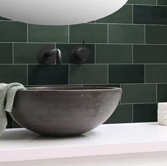 Sunwings Green Peel & Stick Backsplash Wall Tile 6×3 Handmade Look 100-Pack