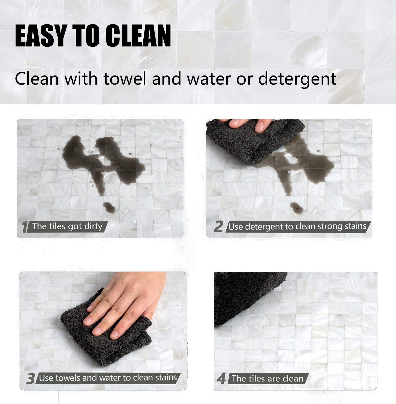 KASARO Peel and Stick Backsplash, Mother of Pearl Mosaic Shell Tiles, SelfAdh…