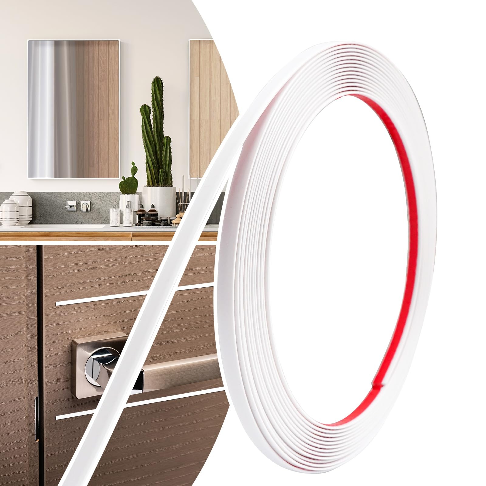 20Ft Peel and Stick Wall Molding Trim 0.25in White Paintable Waterproof