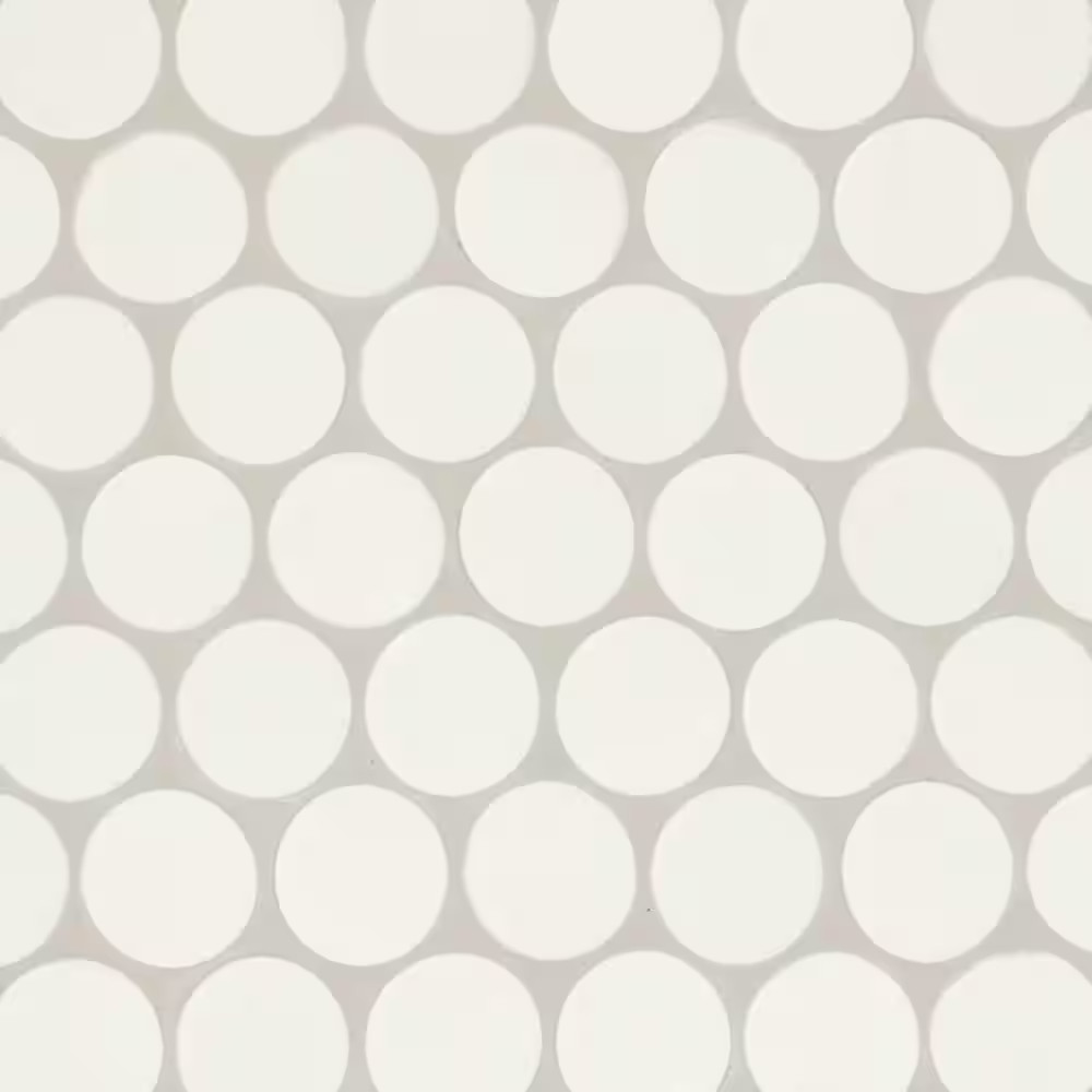 Makoto Penny round 2 In. X 2 In. Matte Shoji White Porcelain Mosaic Tile (3.42 S