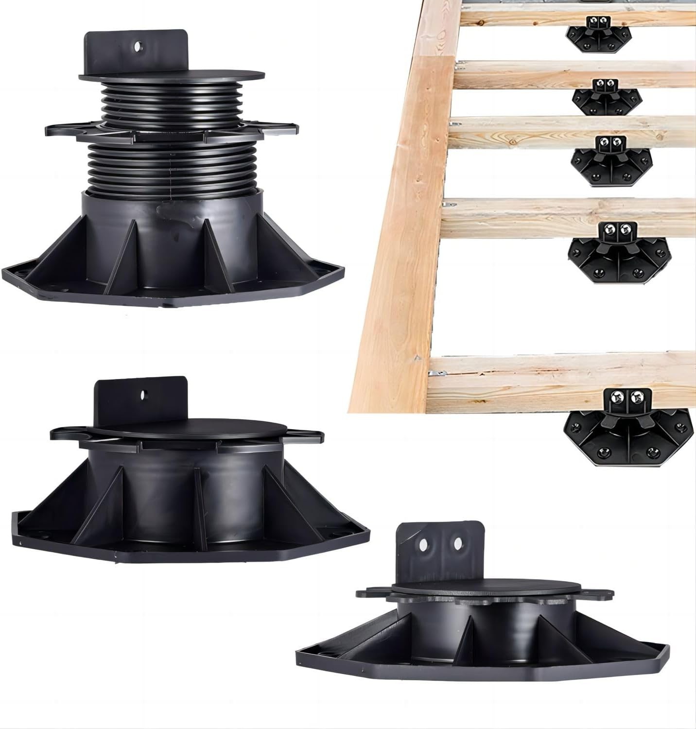 12-Pack Adjustable Deck Support Pedestal – Elevate Floors from 2-3/8″ to 5-1/2″