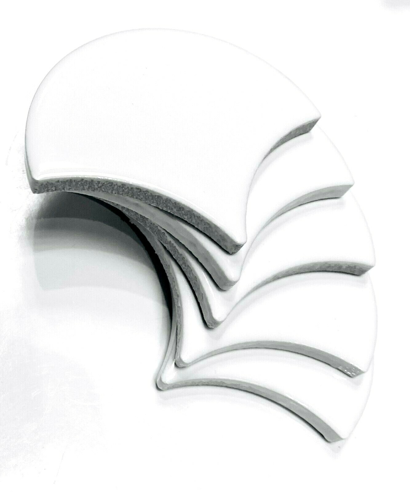 Mandarin Glossy Fan White Porcelain Mosaic Arts Crafts Tile PACK OF 5 PIECES
