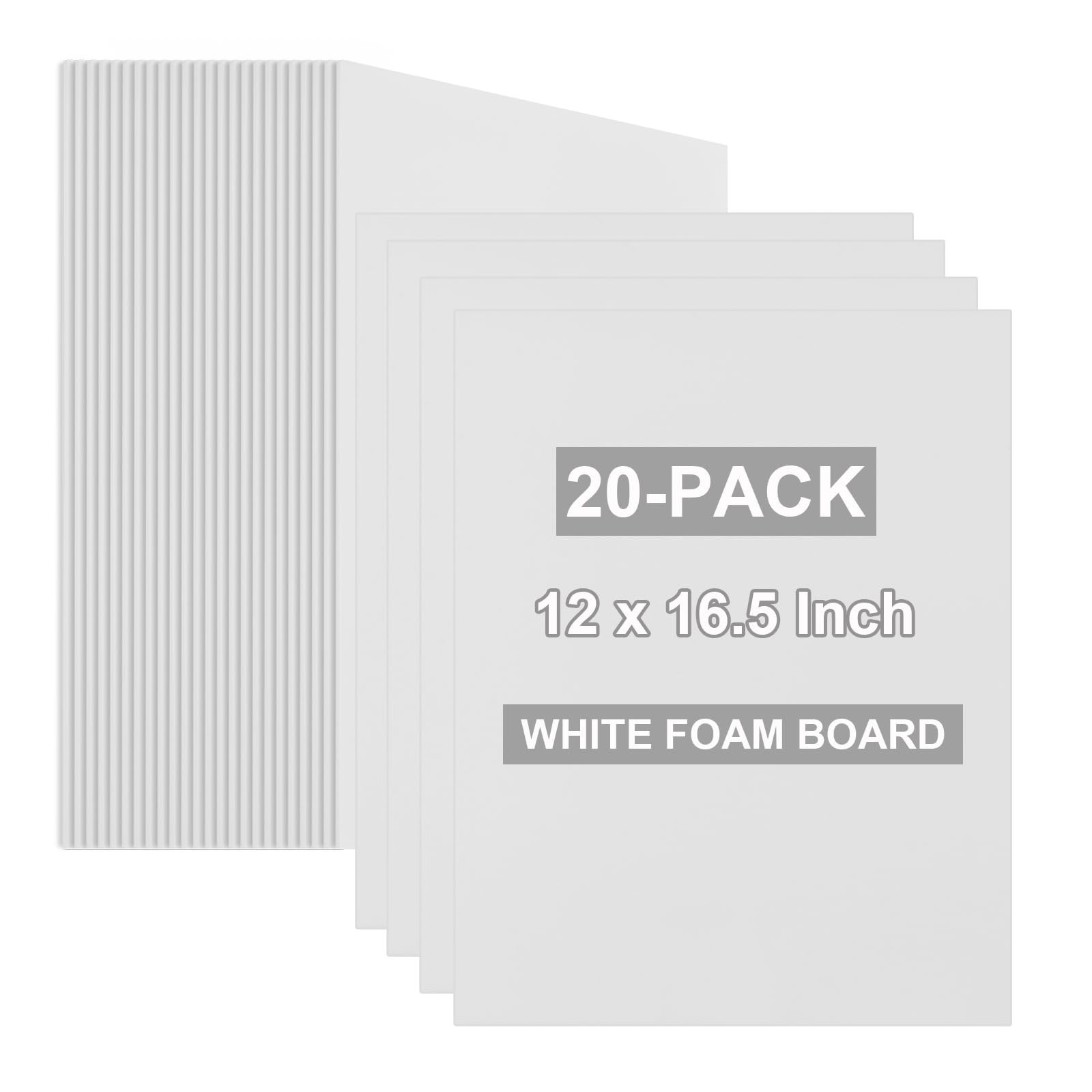 20 Pack White Foam Boards 12×16.5 inch, 3/16″ Thick Foam Core Board for Proje…