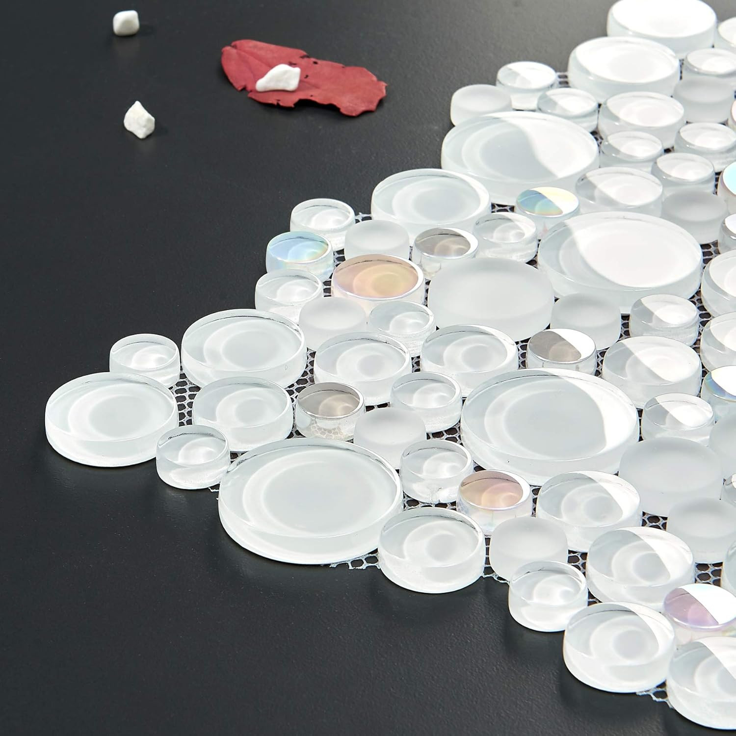 Bubble Glass Mosaic Tiles – 5 Sheets for Stunning Backsplash & Shower Decor