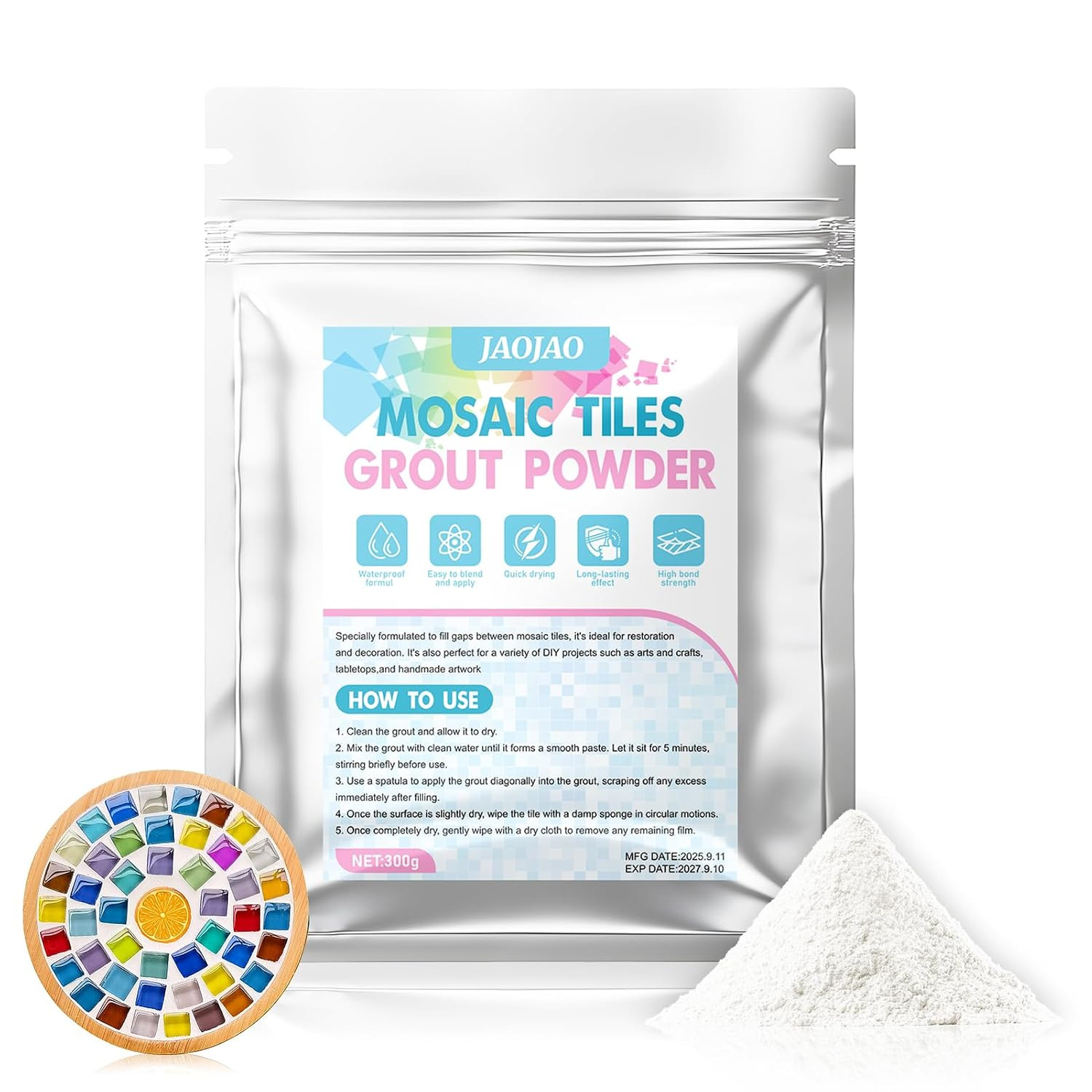 10.6Oz Mosaic Grout Powder, Mosaic Grout for Crafts | White Unsanded Ceramic …