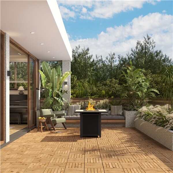 10 PCS Waterproof Acacia Wood Interlocking Flooring Tiles for Outdoor & Indoor