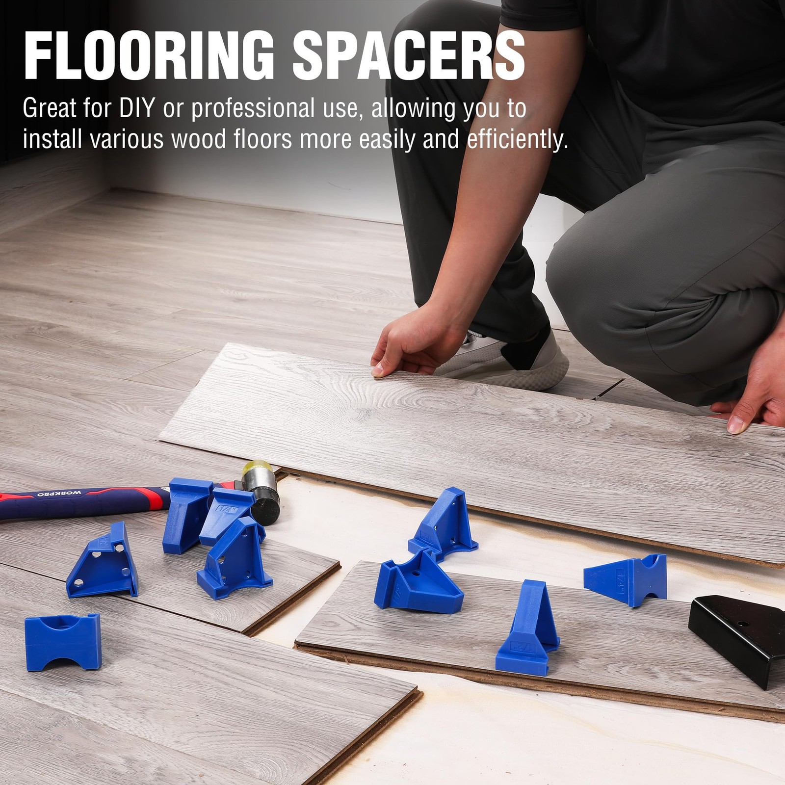 Workpro 40-Pack Floor Spacers 2 In 1 Laminate Flooring Spacers 1/2 1/4 Gaps
