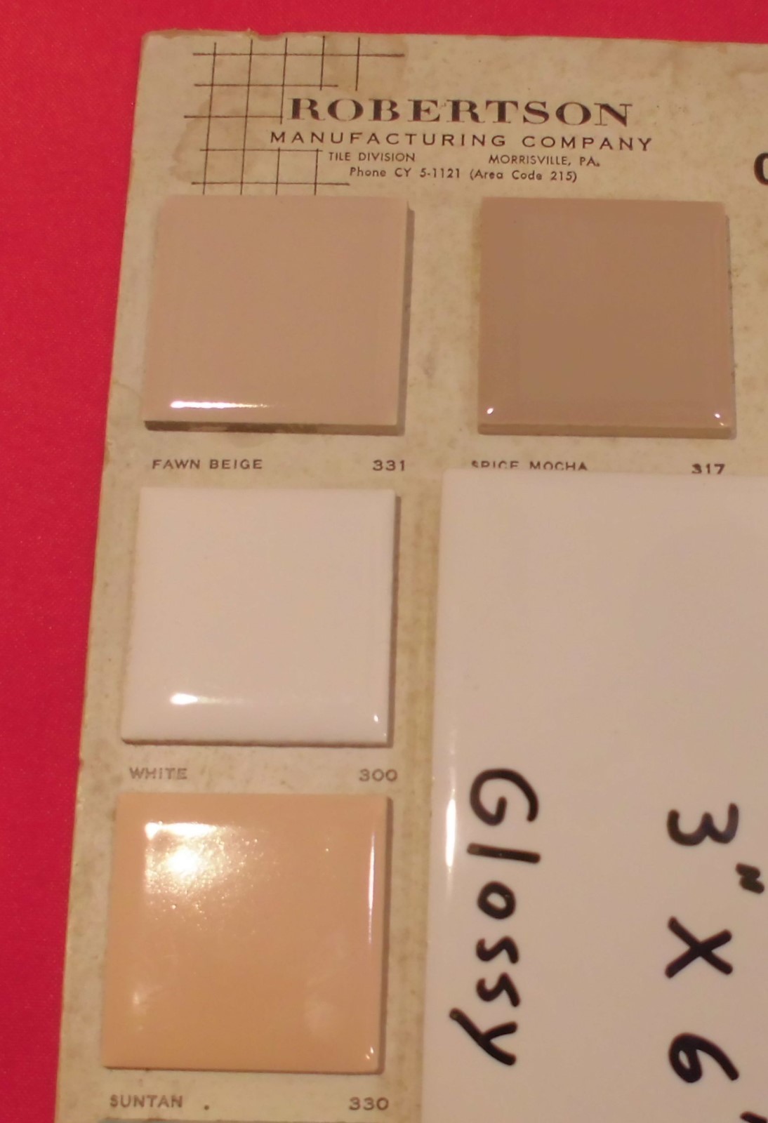 1 pc. Vintage *White* Subway Glossy Ceramic Tile 3″ X 6-1/16″ Robertson Co. NOS