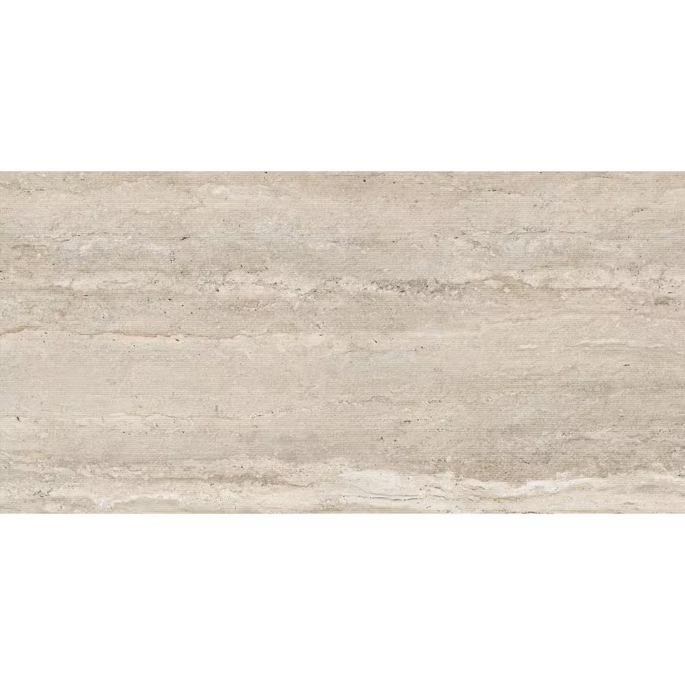 American Travertine Beige 24 In. X 48 In. Chiseled 3D Porcelain Large Format Wal