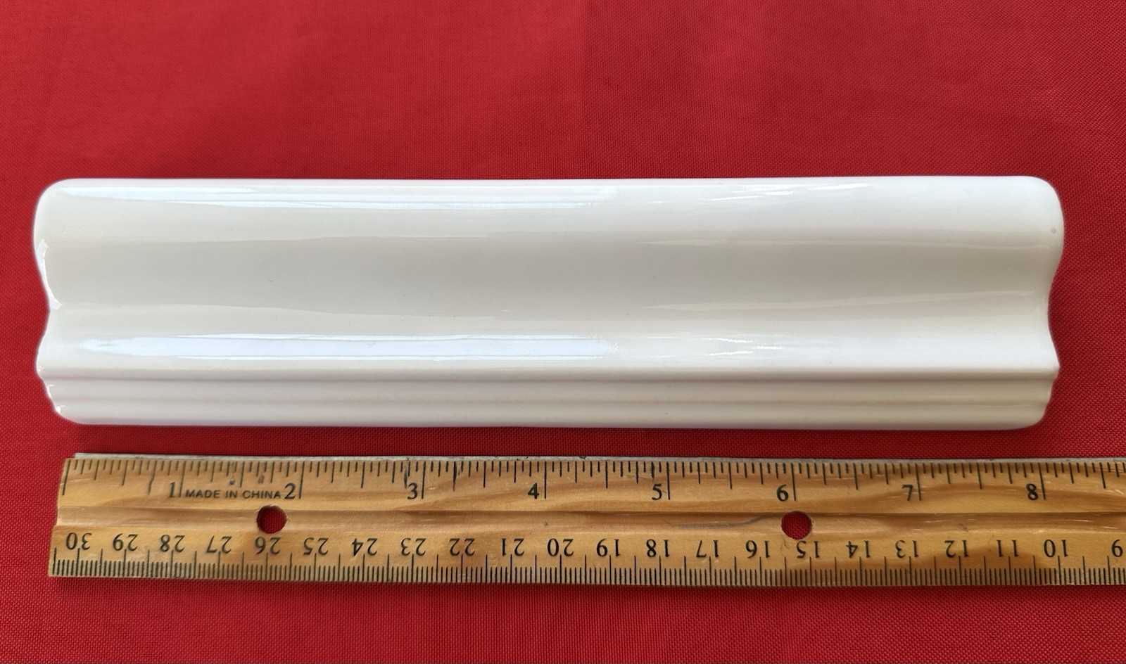 1 pc. Gloss White: Ceramic / Porcelain Chair Rail Tile: 2″ X 8-1/16″ Reclaimed
