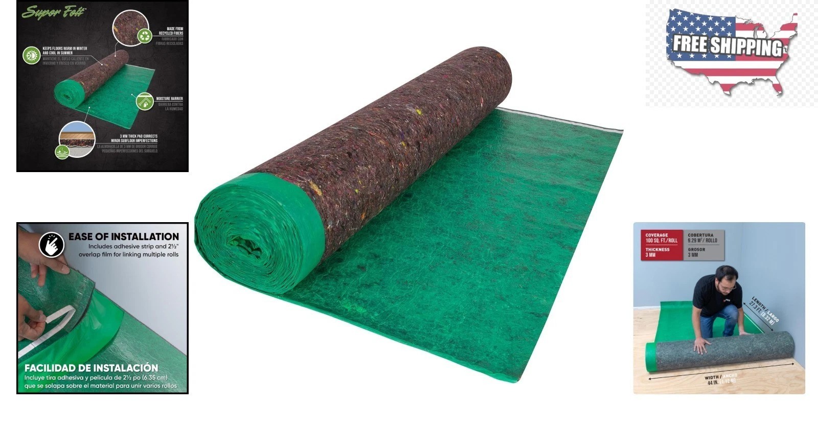 Ultimate 100 sq. ft. Super Felt Insulating Underlayment – Deep Sound Absorption